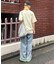 【UNISEX】ライトオンスカラーロールアップダメージデニム