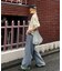 【UNISEX】ライトオンスカラーロールアップダメージデニム