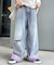 【UNISEX】ライトオンスカラーロールアップダメージデニム