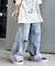 【UNISEX】ライトオンスカラーロールアップダメージデニム