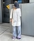 【UNISEX】ライトオンスカラーロールアップダメージデニム