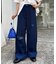 【UNISEX】ライトオンスカラーロールアップダメージデニム