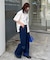 【UNISEX】ライトオンスカラーロールアップダメージデニム