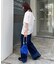【UNISEX】ライトオンスカラーロールアップダメージデニム