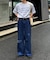 【UNISEX】ライトオンスカラーロールアップダメージデニム