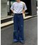 【UNISEX】ライトオンスカラーロールアップダメージデニム