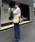 【UNISEX】ライトオンスカラーロールアップダメージデニム
