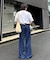【UNISEX】ライトオンスカラーロールアップダメージデニム