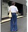 【UNISEX】ライトオンスカラーロールアップダメージデニム