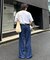 【UNISEX】ライトオンスカラーロールアップダメージデニム