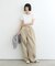 【3サイズ展開/接触冷感】ピコレースツイルバレルパンツ