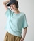 【接触冷感/二の腕カバーも叶う◎】配色ラグラン半袖ニットTee