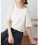 【接触冷感/二の腕カバーも叶う◎】配色ラグラン半袖ニットTee