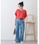 【接触冷感/二の腕カバーも叶う◎】配色ラグラン半袖ニットTee