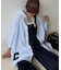 【UNISEX】ストライプ柄刺繍オーバーシャツ