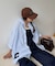 【UNISEX】ストライプ柄刺繍オーバーシャツ