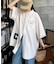 【UNISEX】ストライプ柄刺繍オーバーシャツ