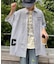 【UNISEX】ストライプ柄刺繍オーバーシャツ
