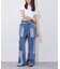 【etsinta】ベルト付パッチワークフレアパンツ