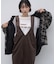 ∴【2サイズ展開/前後2WAY】マットベロア裾ドロストサロペ