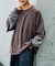 アシッドウォッシュ加工フェイクレイヤードワッフルロンTEE