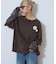 アシッドウォッシュ加工フェイクレイヤードワッフルロンTEE