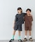 【KIDS】ピグメント加工バックロゴ5分袖セットアップ