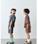 【KIDS】ピグメント加工バックロゴ5分袖セットアップ