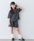 【KIDS】ピグメント加工バックロゴ5分袖セットアップ