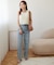 USコットンラインストーンデニムパンツ