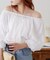 コットンシアーオフショルブラウス5分袖