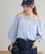 コットンシアーオフショルブラウス5分袖