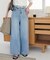 ロープベルトライトデニムワイドパンツ