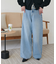 ロープベルトライトデニムワイドパンツ