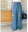 ライトデニムクラッシュワイドパンツ