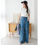 ライトデニムクラッシュワイドパンツ