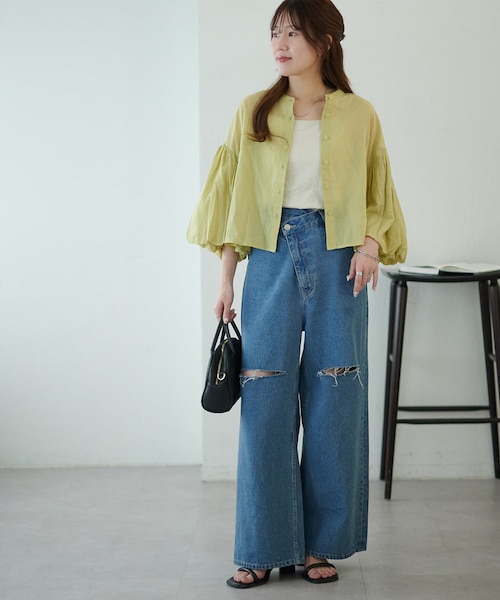 ライトデニムクラッシュワイドパンツ｜ディスコートの通販