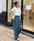 ライトデニムクラッシュワイドパンツ