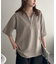 【ユニセックス】リネンタッチハーフジップ半袖ニット