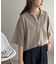 【ユニセックス】リネンタッチハーフジップ半袖ニット