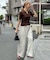 【新色追加/サイズ展開あり/春夏素材】ライトオンス裏毛センタープレスワイドパンツ