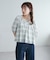 【umm.】チェック袖バルーンブラウス