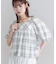 【umm.】チェック袖バルーンブラウス