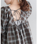 【umm.】チェック袖バルーンブラウス