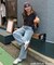 ライトオンスデニムイージーワイドパンツ