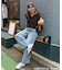 ライトオンスデニムイージーワイドパンツ