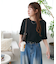 配色リブメロー5分袖《WEB限定カラーあり》