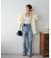 USコットンデニムセミフレアパンツ
