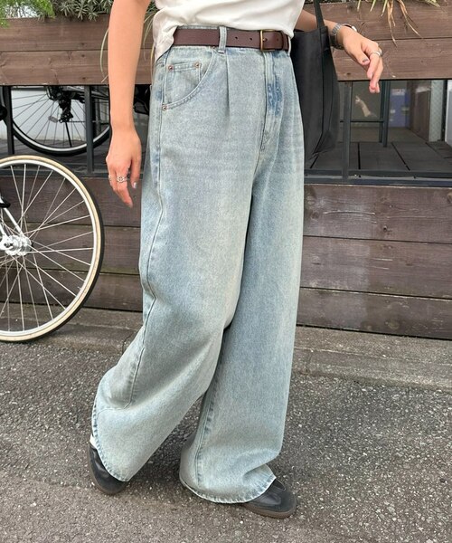 【マリー】DISCOAT 【ユニセックス】デニムタックワイドパンツ 新色追加/ユニセックス】デニムタックワイドパンツ | DISCOAT