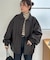 【ユニセックス】ボア衿付きフェイクレザーブルゾン